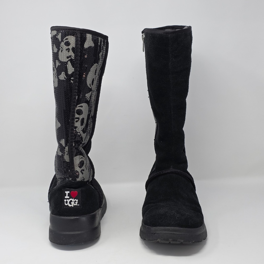 UGG I ❤️ UGG Tall Skull Sequins Boots Limited Edition Women's Size 8 Halloween